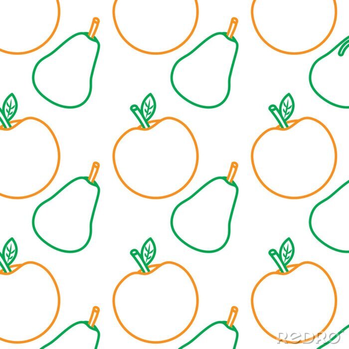Sticker  Pommes et poires colorées minimalistes
