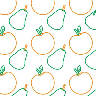 Papier peint à motif  Pommes et poires colorées minimalistes