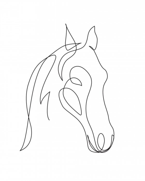 Sticker  Portrait d'un cheval peint avec des lignes