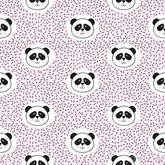 Sticker  Portrait d'un panda en version rose