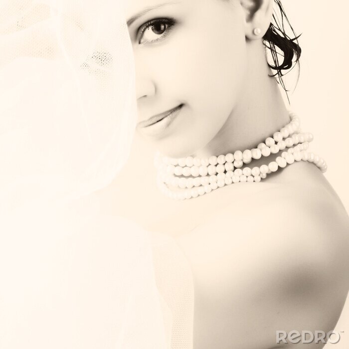Sticker  Portrait de femme avec des perles