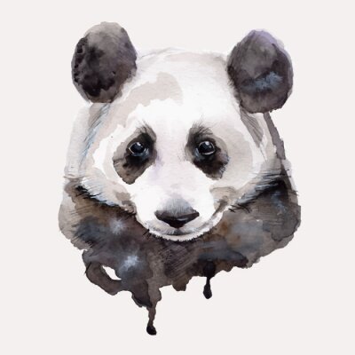 Sticker  Portrait de panda aquarelle