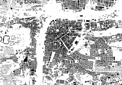 Sticker  Prague noir blanc plan de la ville - la texture rue