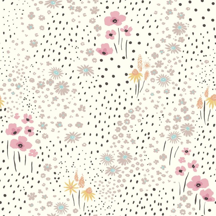 Sticker  Prairie avec des fleurs dans un style vintage