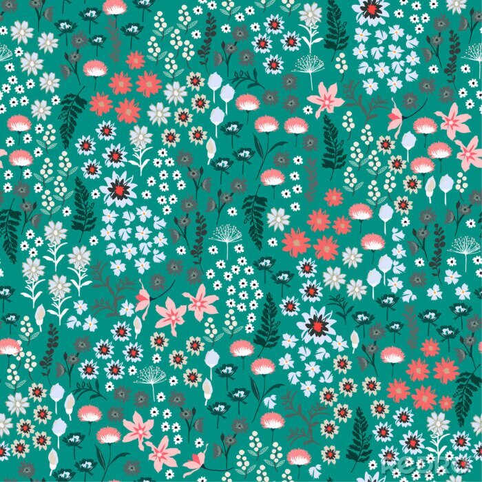 Sticker  Prairie avec des fleurs sauvages