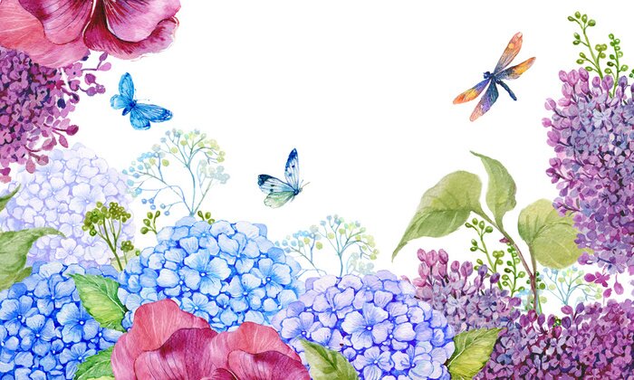 Sticker  Prairie avec des jacinthes