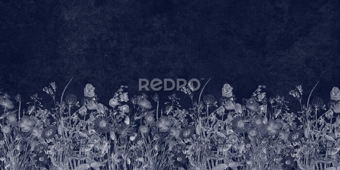 Sticker  Prairie sur fond bleu marine