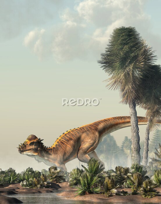 Sticker  Prédateur préhistorique se promenant dans les zones humides