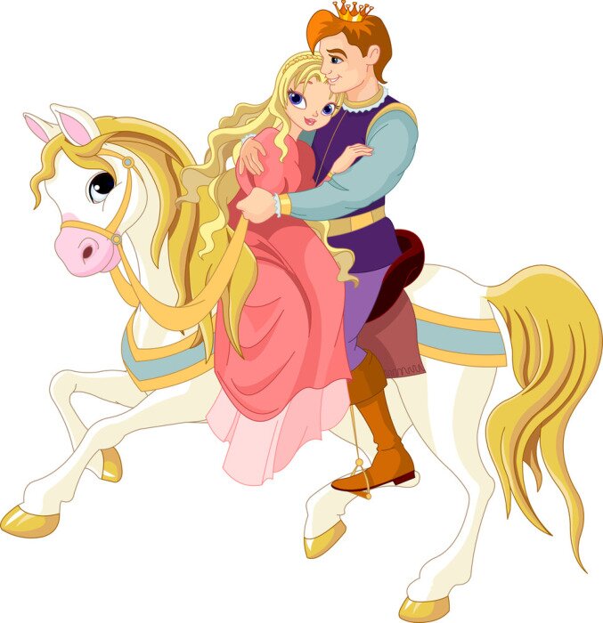 Sticker  Prince et princesse sur un cheval blanc