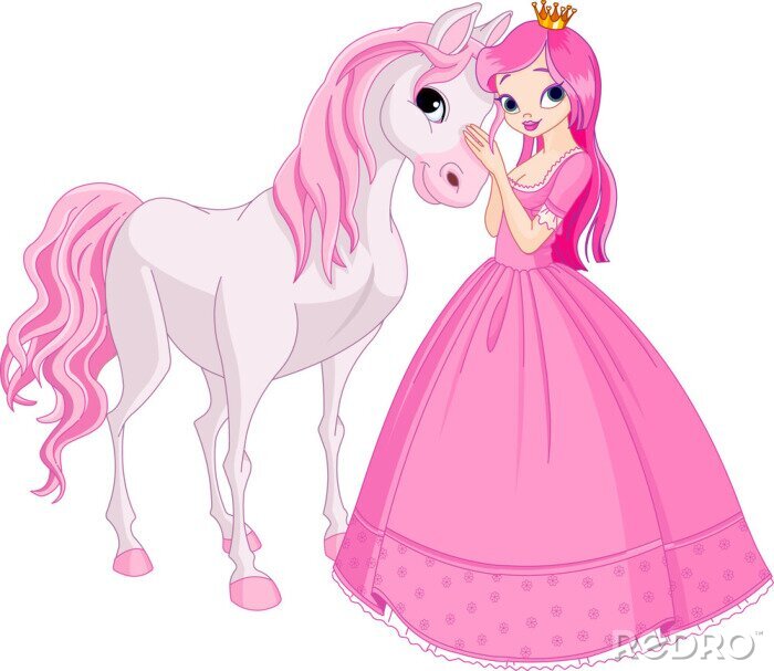 Sticker  Princesse avec un cheval