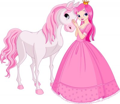 Sticker  Princesse avec un cheval