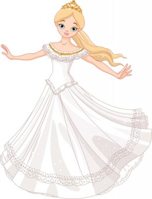 Sticker  Princesse dansante en robe blanche