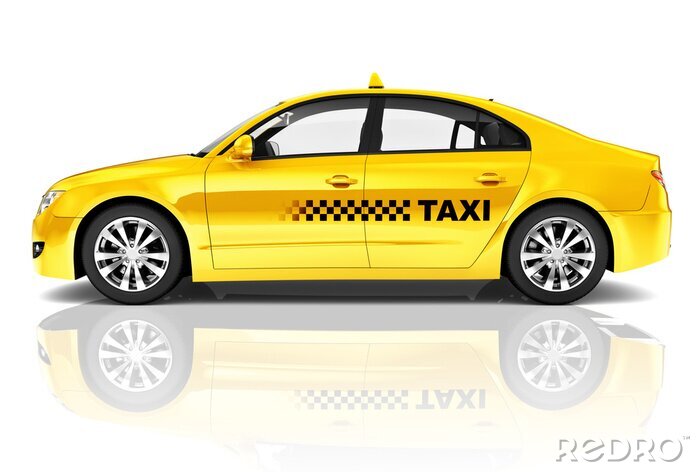 Sticker  Prise de vue en studio Vue latérale de Sedan Yellow Taxi Voiture
