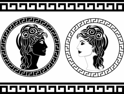 Sticker  profils de la femme romaine. pochoir