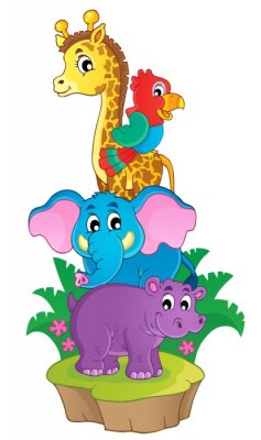 Sticker  Pyramide d'animaux africains colorés