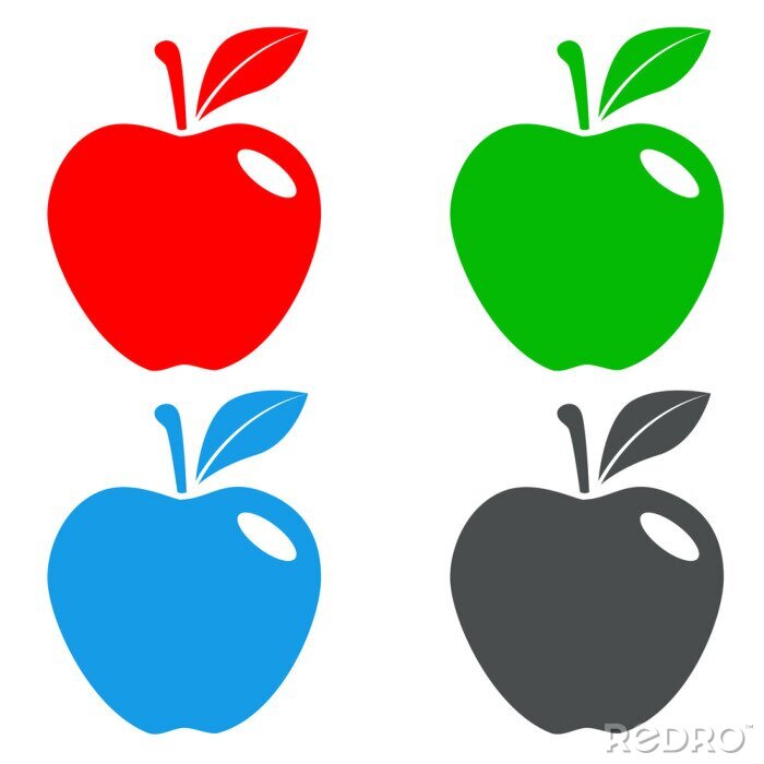 Sticker  Quatre graphiques de pommes de couleurs différentes