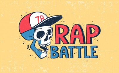Sticker  Rap battle logo with a skull in a baseball cap