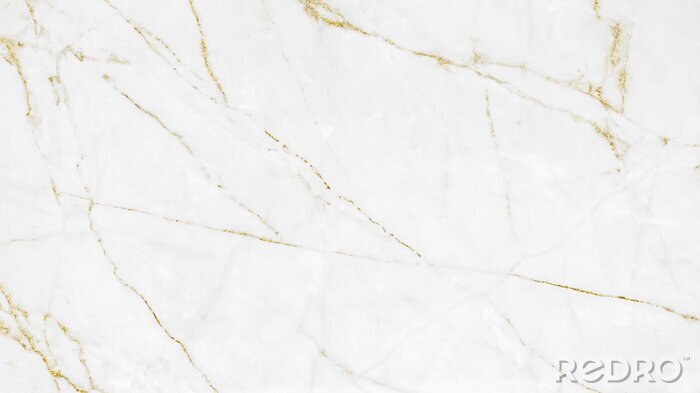 Sticker  Rayures jaunes sur du marbre blanc