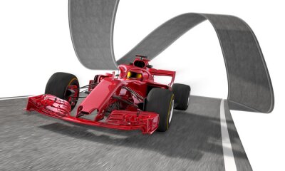 Sticker  red f1 racecar on a wired track 1