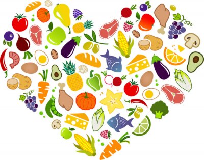 Sticker  régime alimentaire bien équilibré - illustration vectorielle