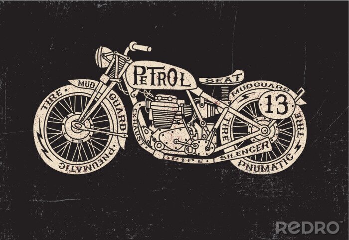 Sticker  Rempli texte Vintage Motorcycle