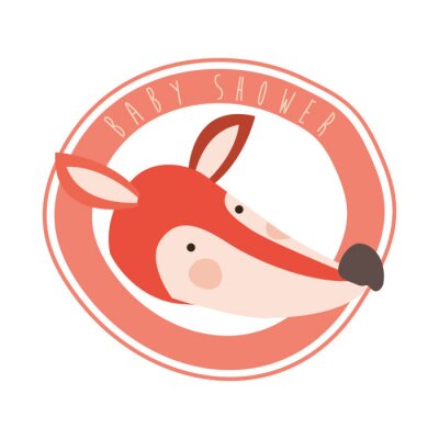 Sticker  renard mignon avec cadre circulaire