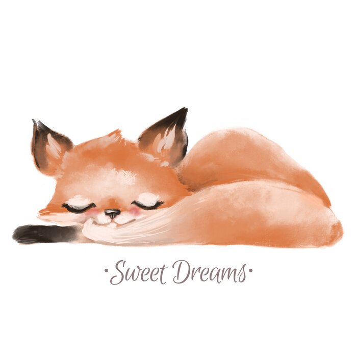 Sticker  Renard princesse bébé dessiné main mignon