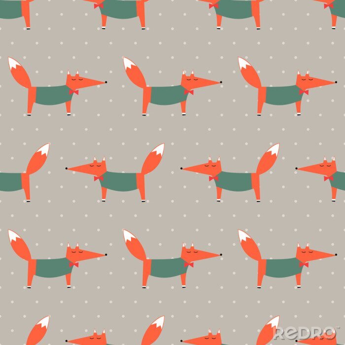 Sticker  Renards en pull-over vert sur fond beige