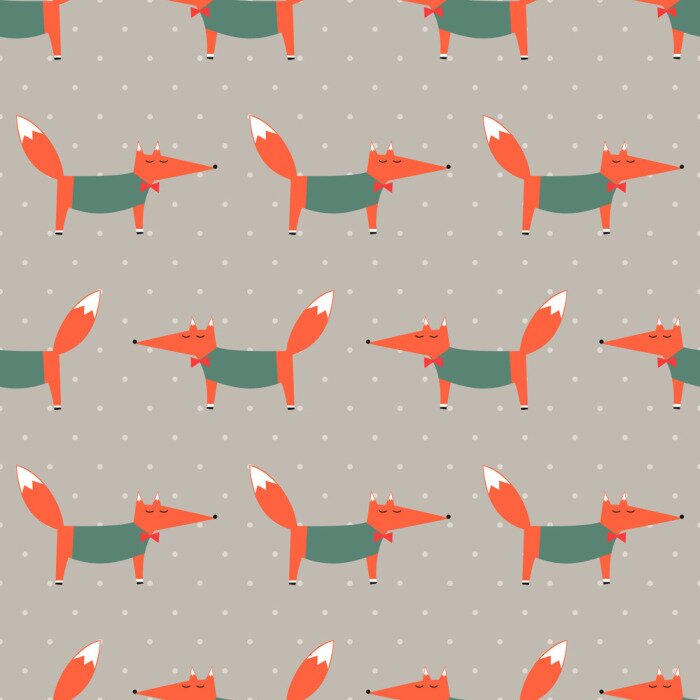 Sticker  Renards en pull-over vert sur fond beige