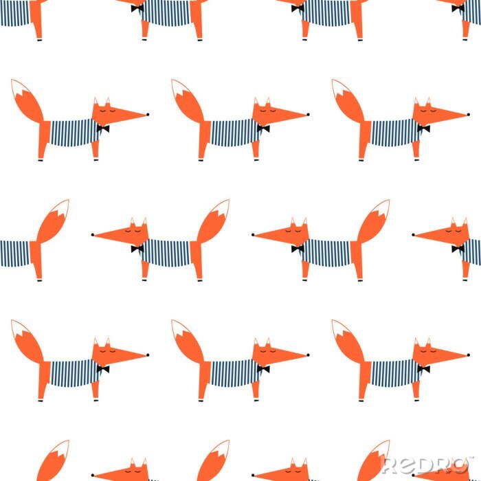 Sticker  Renards vêtus de chemisiers rayés sur fond blanc