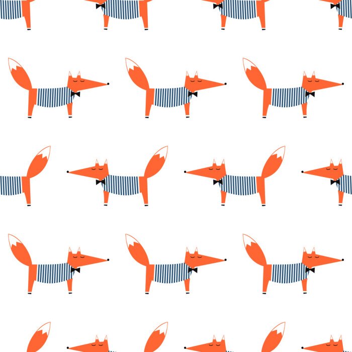 Sticker  Renards vêtus de chemisiers rayés sur fond blanc