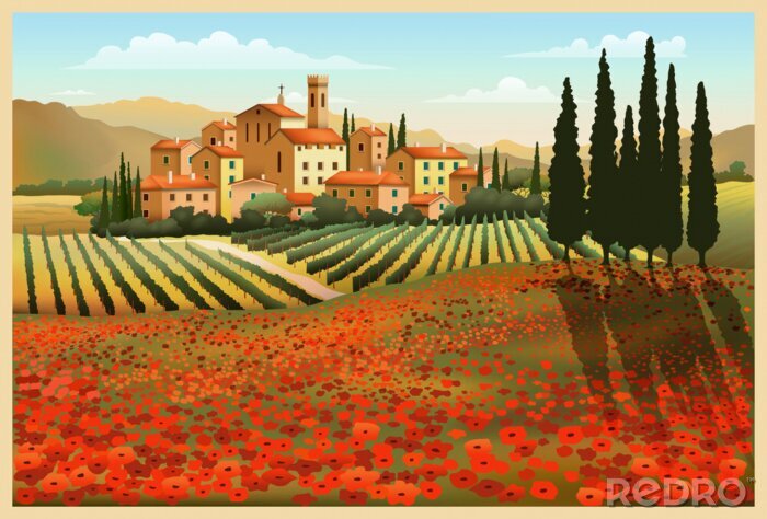 Sticker  Représentation de l'été en Toscane