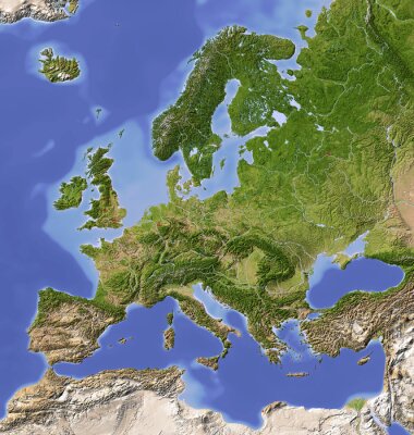 Représentation réaliste de la carte de l'Europe