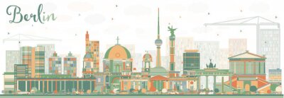 Sticker  Résumé de Berlin Skyline with Color Buildings.