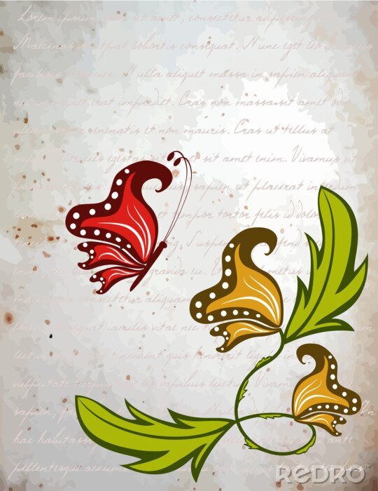 Sticker  Résumé de l'image d'un papillon sur une fleur