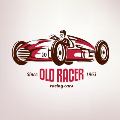 Sticker  Retro, course, voiture, vendange, vecteur, Symbole ...