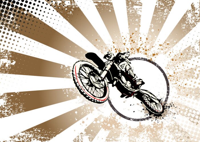 Sticker  rétro motocross affiche fond