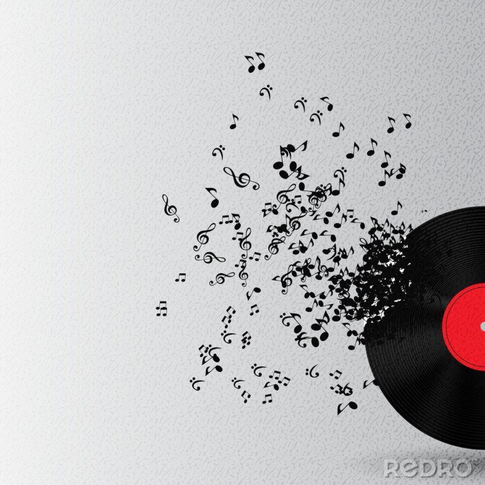 Sticker  Rétro musique disque vinyle