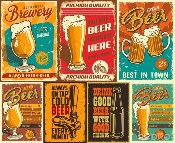 Sticker  Rétro plaques avec la bière