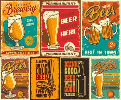 Papier peint  Rétro plaques avec la bière