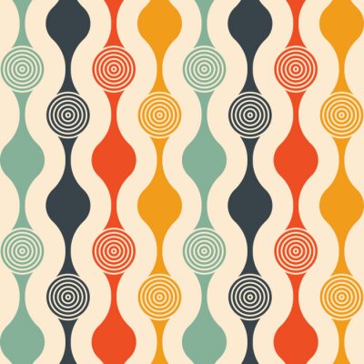 Papier peint à motif  Retro seamless pattern - colorful nostalgic background design with circles