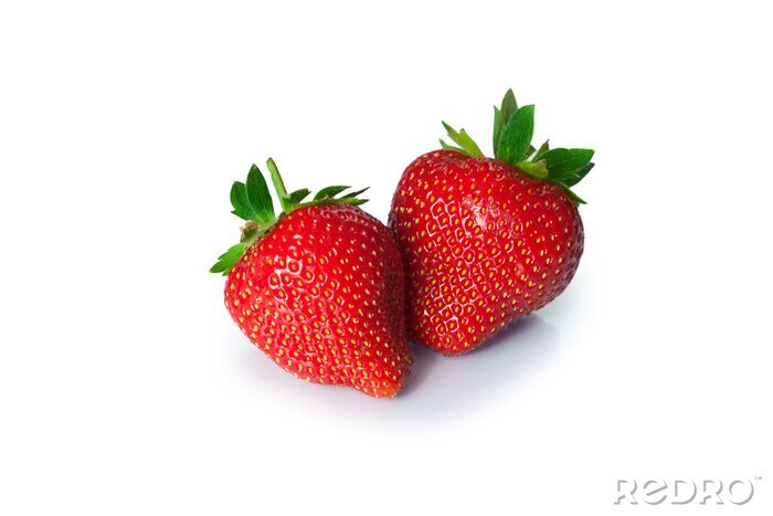 Sticker  Ripe strawberries on white background