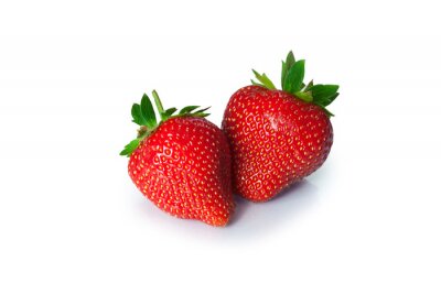 Sticker  Ripe strawberries on white background