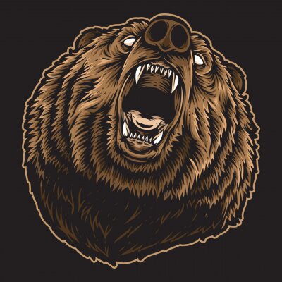 Sticker  roaring bear vector