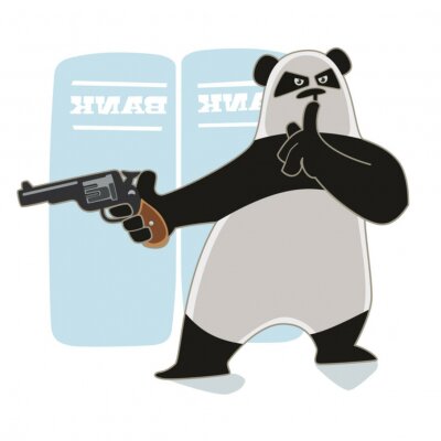 Sticker  Robber Panda tenant un fusil