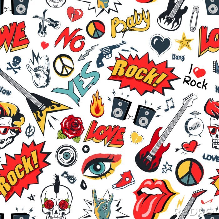 Sticker  Rock chanter sur Illustration vectorielle motif sans soudure