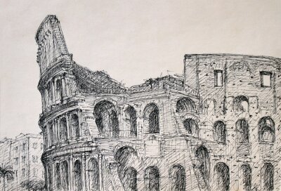 Roman paysage urbain du Colisée peint à l'encre