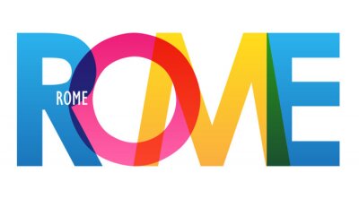 Sticker  ROME colorful vector typography banner