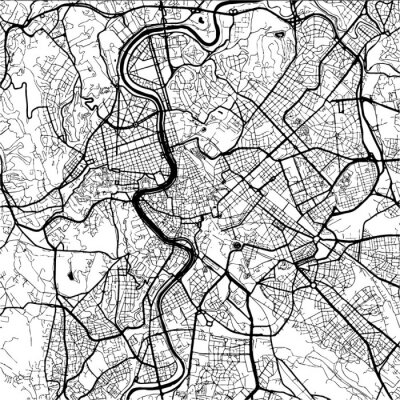 Sticker  Rome, Italie, Monochrome Carte Plan du site