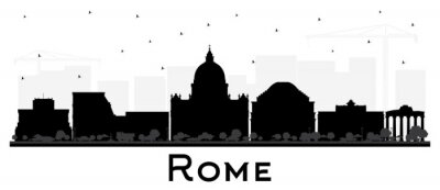 Sticker  Rome Italy City Skyline Silhouette with Black Buildings Isolated on White.